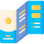 A blue book with an open cover and a yellow star.