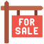 A red sign that says for sale.