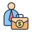 A person with a briefcase and dollar sign.