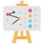 A picture of an easel with a chart on it.