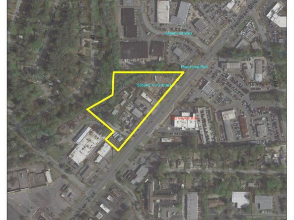 A map of the area with a yellow line showing where the intersection is.
